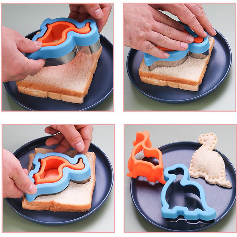 Sandwich Cutter Cookie Mold Bread Cutter Mould Dinosaur Shaped Sandwich Cutter and Sealer For Kids Children Kitchen Accessories