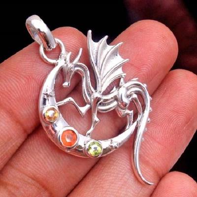 Reiki Pendant, Silver Pendant, Dragon Fly Pendant, 925 Sterling Silver Jewelry, Mother's Day Gift, Gemstone Pendant