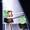 Luxury Jewelry Exquisite 6MM Round White Blue Green Fire Opal Stud Earrings For Women Silver Color Wedding Party Jewelry Gifts
