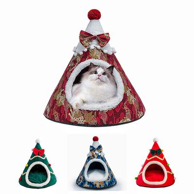 Dog Kennel Christmas Tree Modeling Pet Kennel Tent Fall and Winter Warm Creative New Year's Fashion Semi-enclosed Cat Kennel