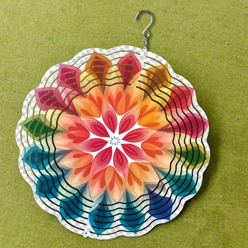 Colorful 10 Inch Mandala Wind Spinner for Garden Decor with 360 Hook Elegant Lawn Ornament Perfect Gift for Spring and Summer