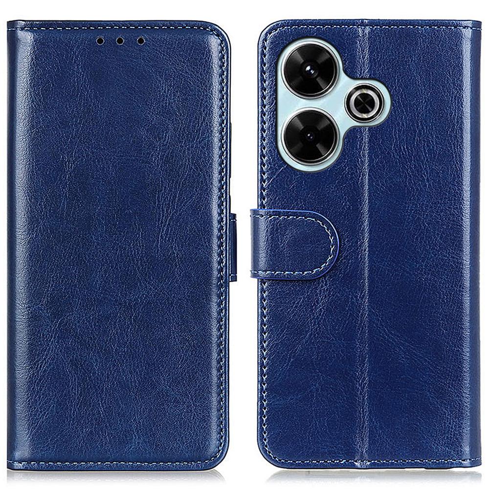 

For Xiaomi Redmi 13 5G/13 4G Wholesale Phone Case Crazy Horse Texture PU Leather Wallet Stand Phone Cover Blue