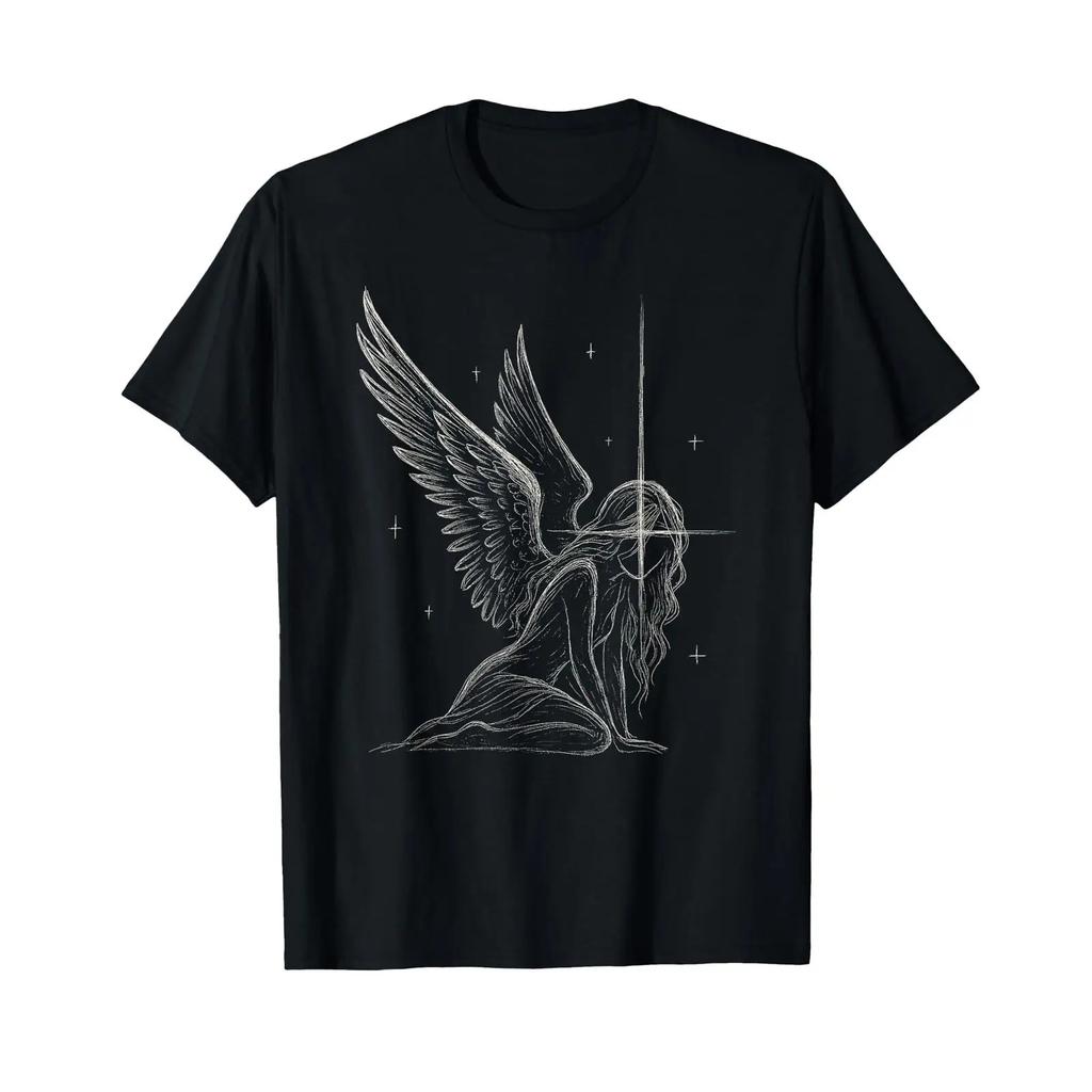 Celestial Goth Angel Dark Fairy Ethereal Wings Alt Fallen T Shirt Vintage Designer Clothes Homme Unisex Soft Graphic