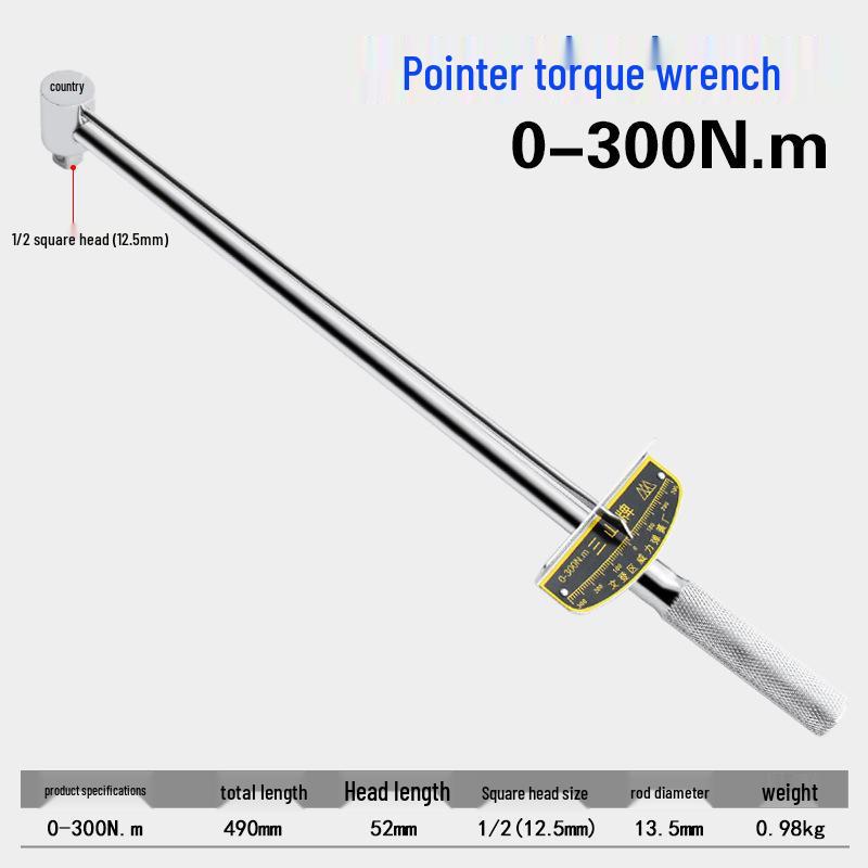 

Pointer Type Torque Wrench with Scale (0-300Nm) - Kilogram Torque Socket for Auto Repair