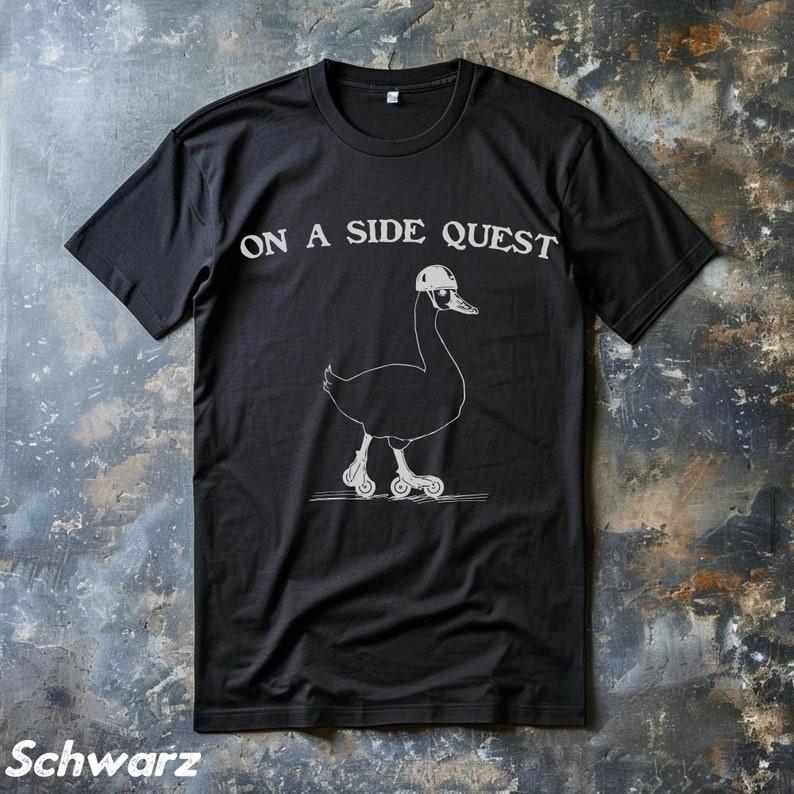 Vintage On A Side Quest TShirt funny skating goose Tshirt sarcastic saying Unisex T-Shirt XXL