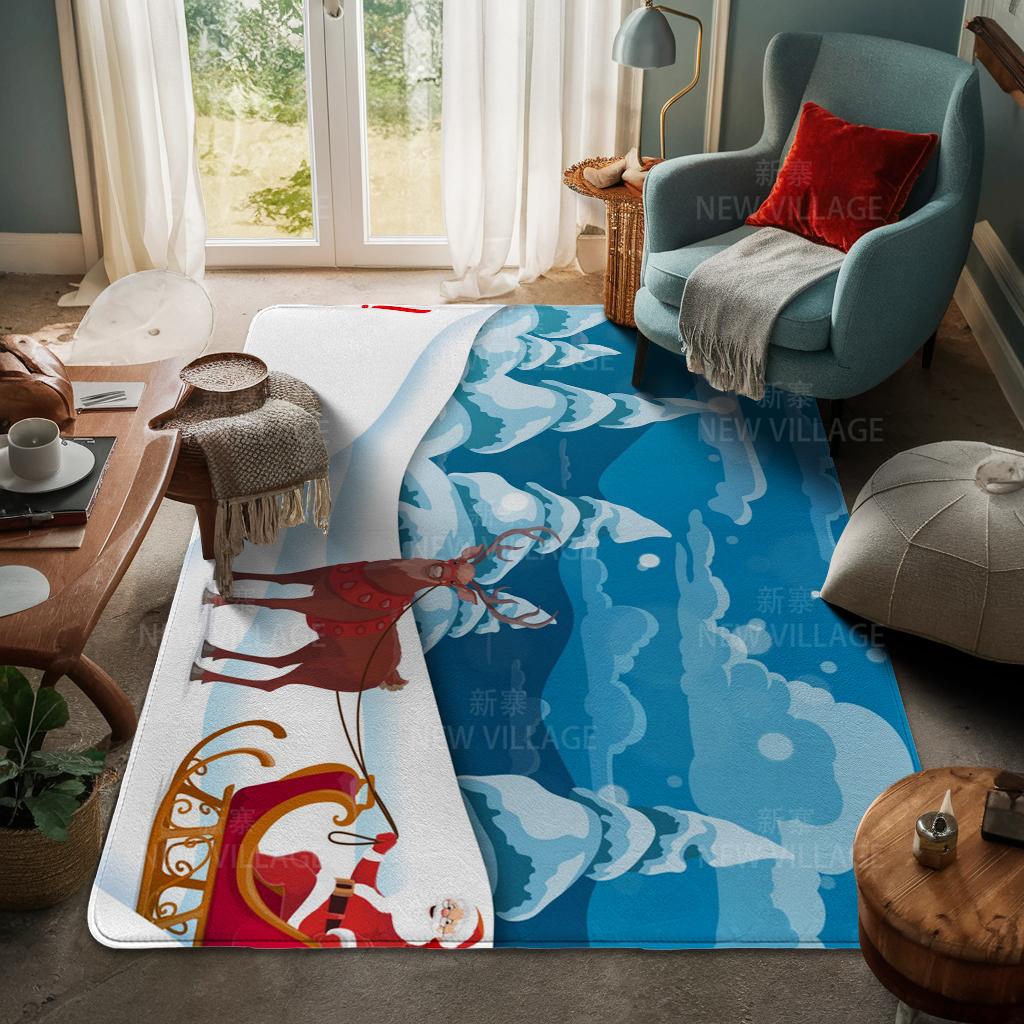 House Entrance Carpet Home Door Mat Living Room Bath Foot Bathroom Non-slip Water Absorption Rugs Bath Merry Christmas Winter