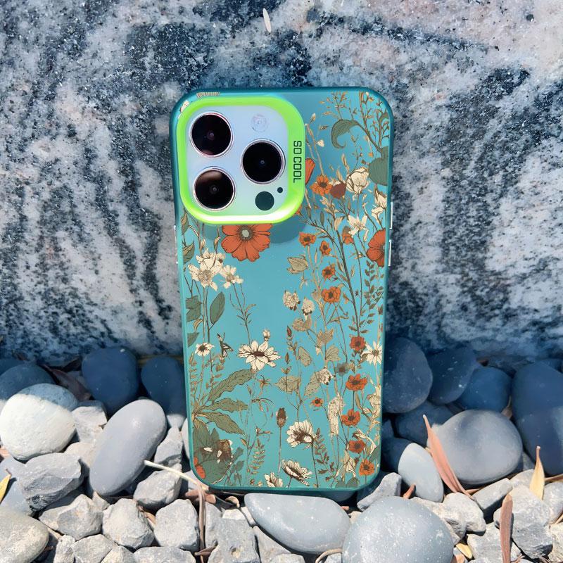 

Luxury Retro Flowers Floral Phone Case For iPhone 15 14 Plus 13 Mini 12 15 11 12 13 14 Pro Max Shockproof Matte Laser Back Cover iphone 13 mini
