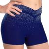 Mädchen Funkelnde Strasssteine Shorts V-Form Elastischer Bund Eiskunstlauf Tanz Gymnastik Akrobatik