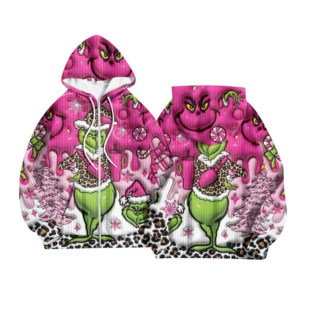 Women's Fashion Jacket Casual Printed Long-sleeved Hooded Cardigan Sweatshirts