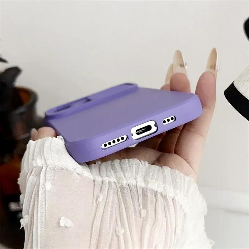 Slide Camera Lens Protection Cover for IPhone 16E 16 15 14 Plus 13 12 11 Pro XS XR Max 8 7 Phone Case Shockproof Soft Silicone