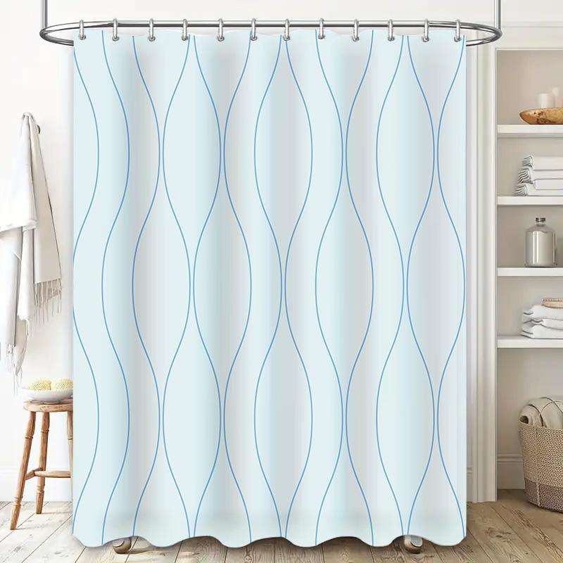 Luxury Blue Wave Shower Curtain Waterproof Fabric for Bathroom Decorations Bath Liners (60x72 In)