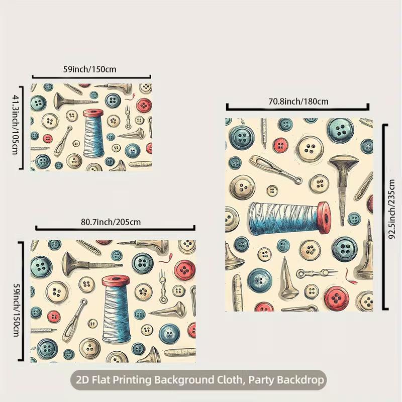 Vintage Sewing Room Backdrop Buttons Thread Spool Tools Photography Background