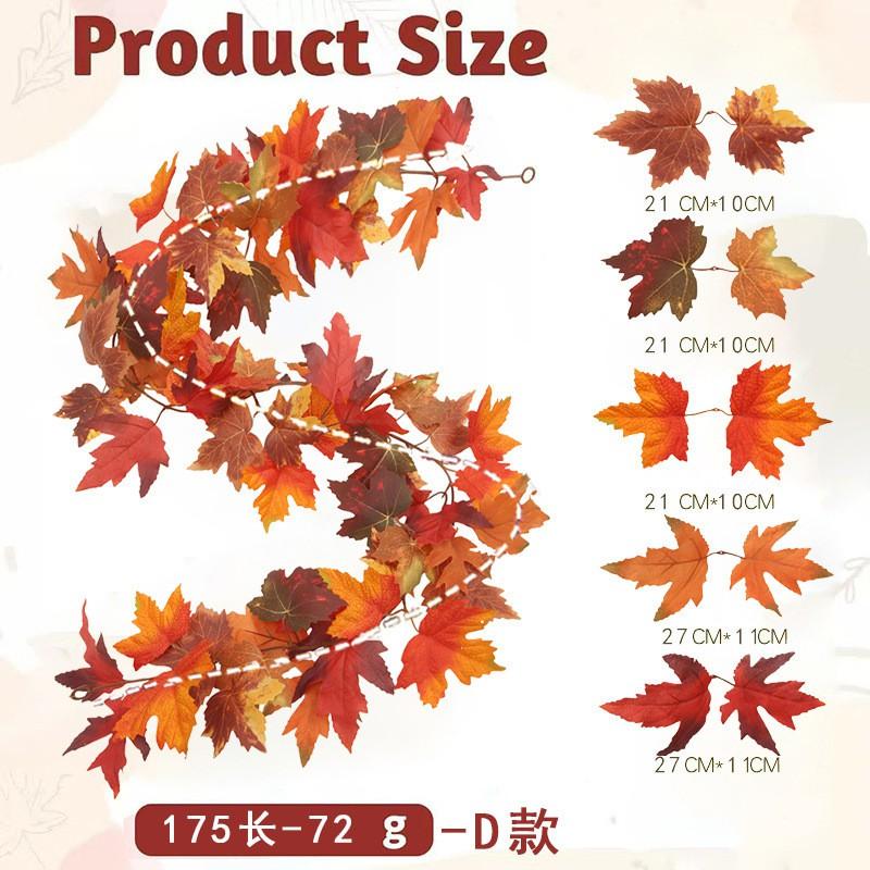 Artificial Maple Leaf Vine Fall Decor Black Leaves Harvest Season Home Decoration Silk Floral Garland