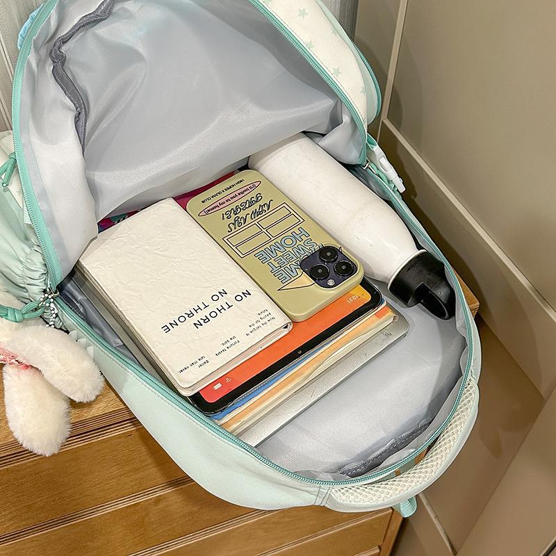 Školní taška Japonský ins nový vysoce kvalitní svěží a sladká kontrastní barevná patchworková batoh pro studenty základní školy lehký cestovní batoh