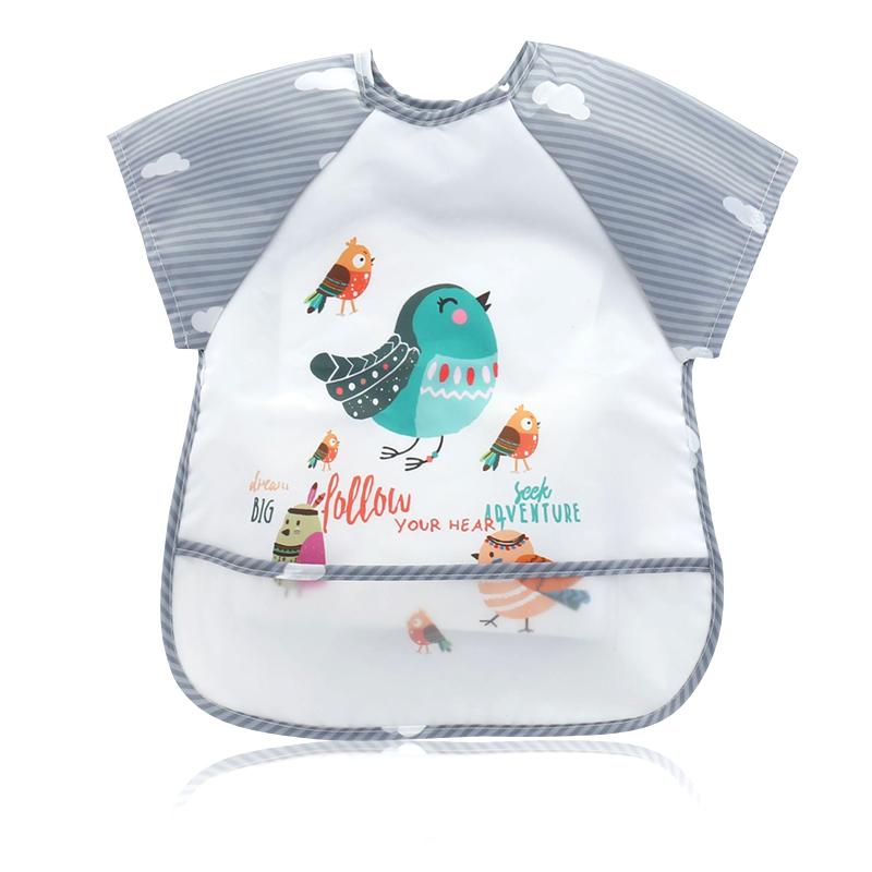 Cute Baby Bibs Toddler Baberos Bavoir Waterproof Long Sleeve Apron Cartoon Animals Children Feeding Smock Bib Baby Stuff 0-3Y