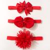 New Baby Headband, Children's Nylon Bow Flower Headband, Three-piece Set Baby Elastic Hair Accessories