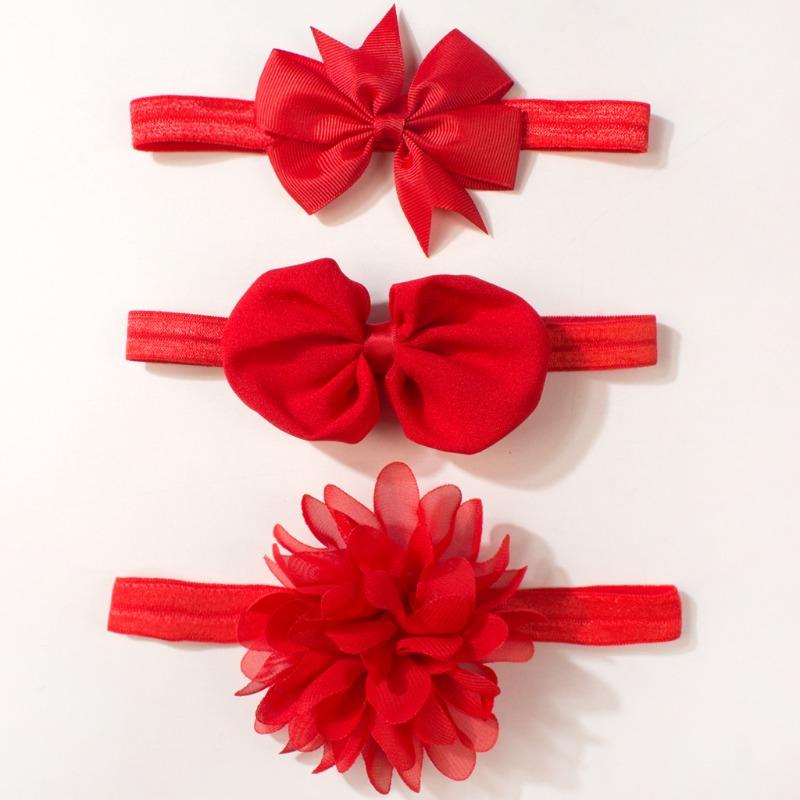New Baby Headband, Children's Nylon Bow Flower Headband, Three-piece Set Baby Elastic Hair Accessories