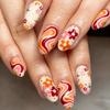 Bright Pink Almond Flower False Nails - 24 Girlish Cute Detachable Pieces