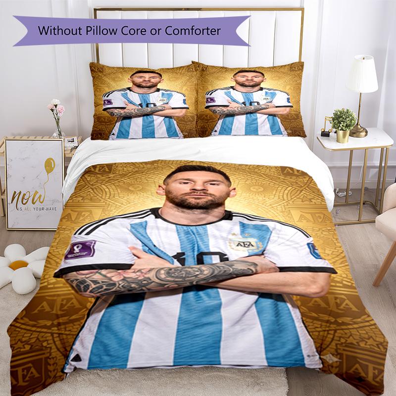 Messi Bedding Set Breathable Duvet Cover with Pillowcases Decorative Bed Linen for Bedroom Home Decoration Birthday Gift