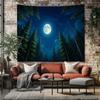 Moon Forest Tapestry Night Sky Pine Trees Wall Art