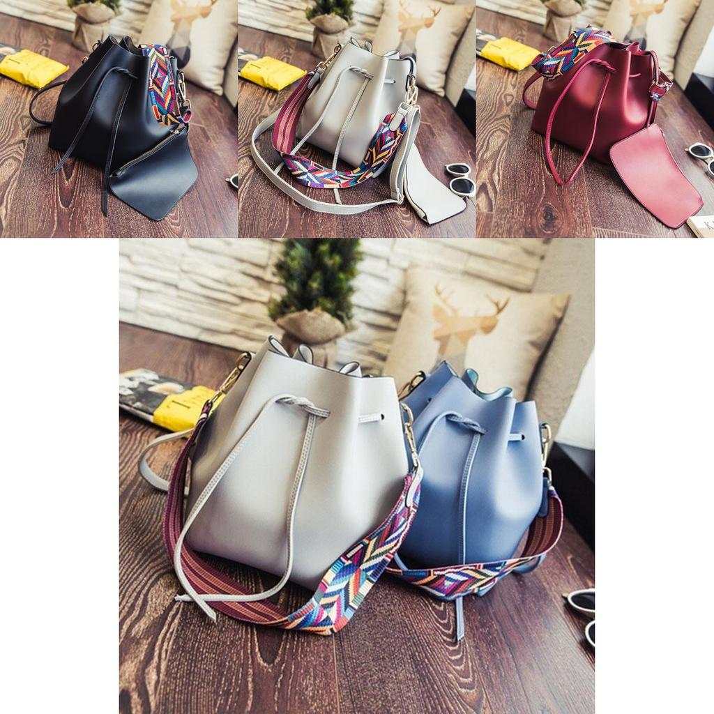 Elegant Fashion Women Colorful Wide Strap Bucket Shoulder Bags For Versatile Style