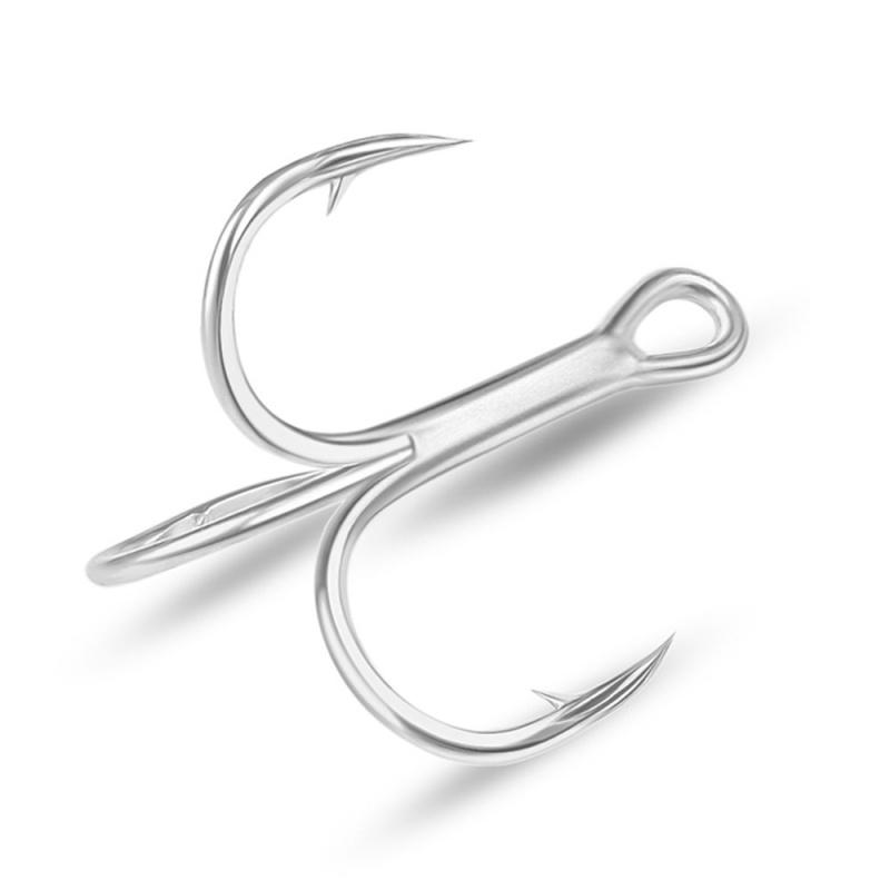 15pcs Bright Tin Barbed Lure Hooks Blood Slot Three Anchor Hooks Saltwater Freshwater Reinforced Three Fish Hooks for Angling