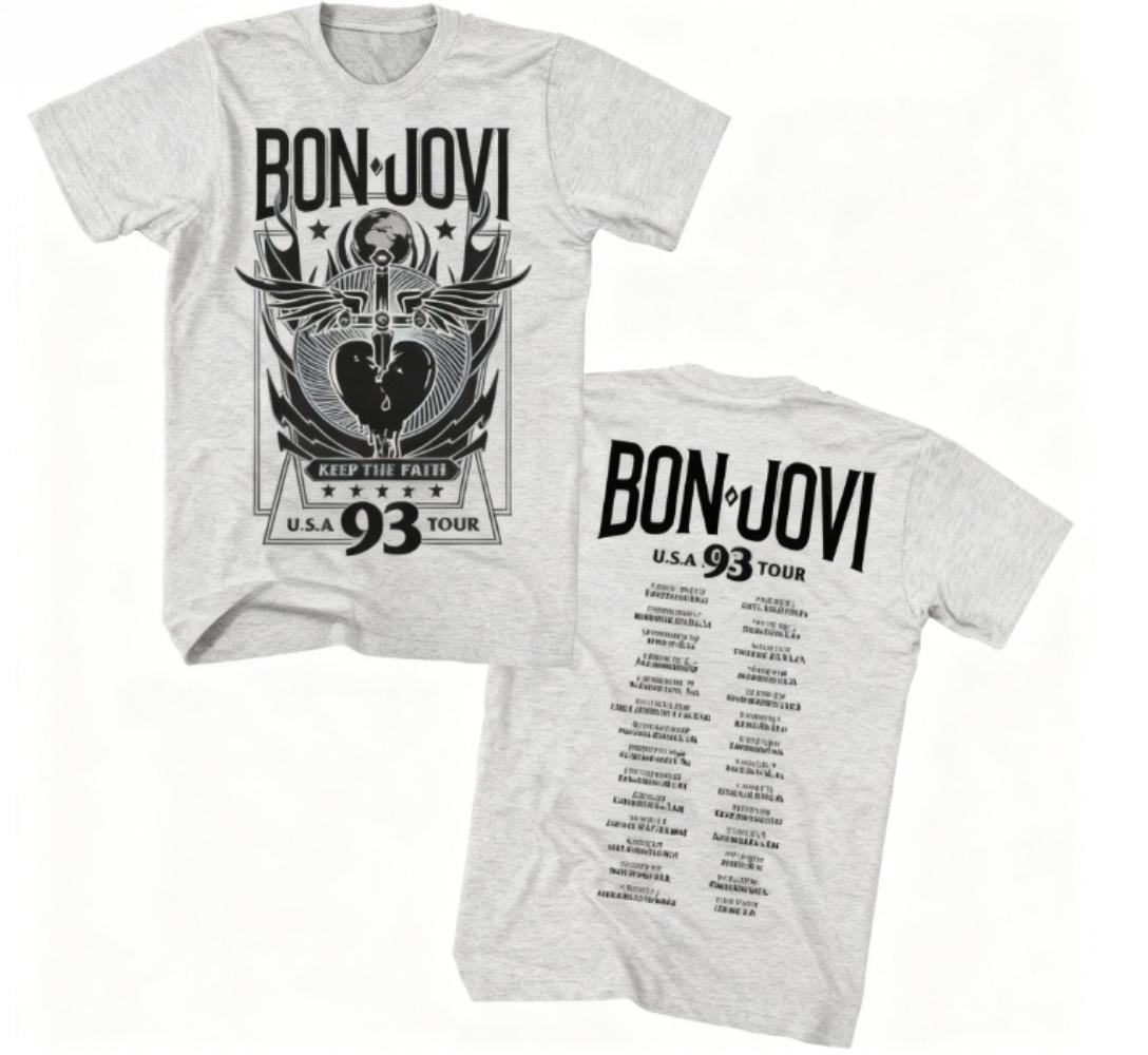 

Нова футболка Bon Jovi Keep The Faith USA Tour 1993 Чоловіча Футболка Рок-гурт Альбом Концертний Мерч Висококласна Розкіш Підходить як для Чоловіків, так і для Жінок Топ 2XL