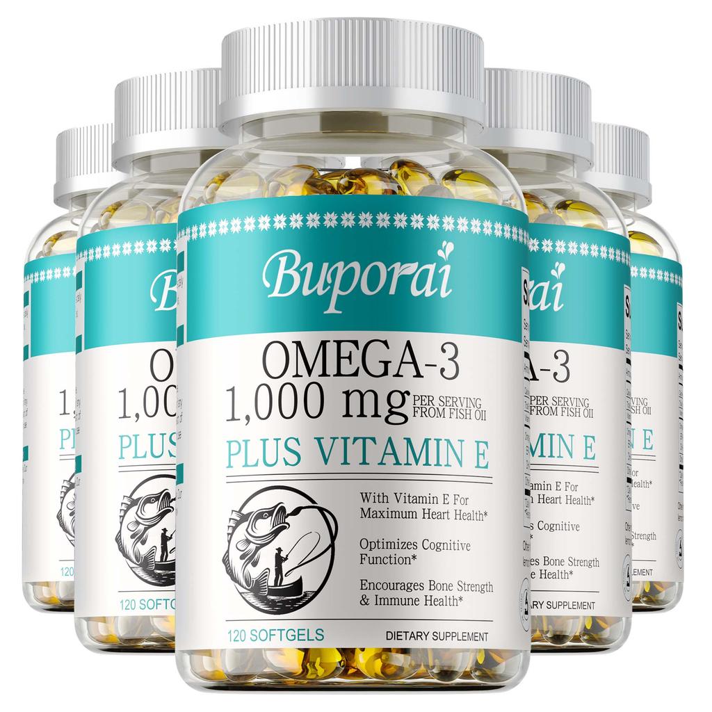 Omega-3 Tiefseefischöl-Kapseln, 1000 mg, Formuliert, Enthält Vitamin E, Hohe Reinheit, Geeignet für Männer und Frauen