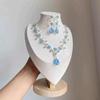 Boho Style Vintage Blue Flower Tassel Choker Necklace Dangle Earrings 1/2Pcs Trendy Jewelry for Women Daily Commute Matching