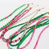 Light Luxury Jewelry Design Pink And Green Tone Natural Stone Beaded Necklace Exquisite Stacking Collarbone Chain 742