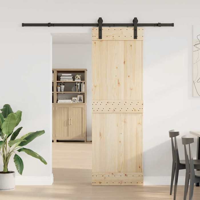 VidaXL Kit de quincaillerie de porte coulissante 200 cm Acier Noir, quincaillerie de porte coulissante, galet de porte 4009713