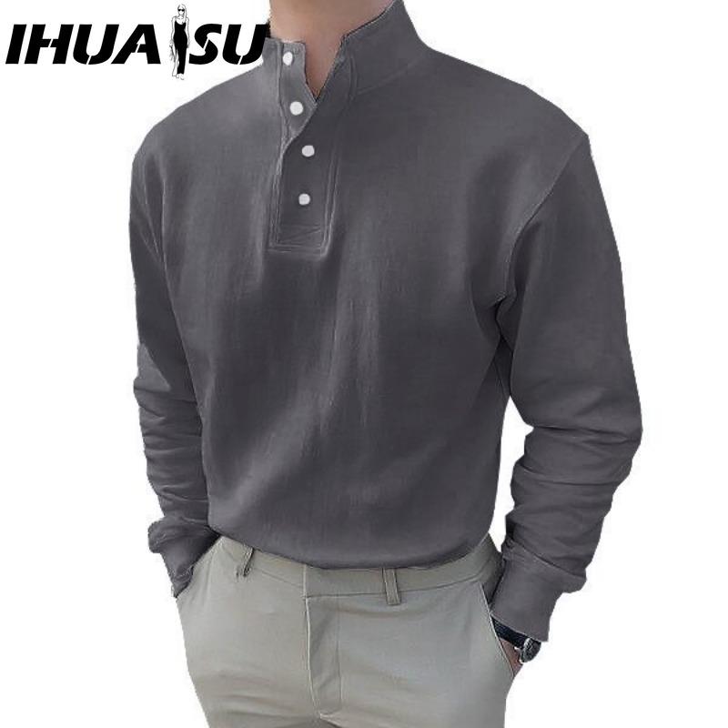 

IHUASU Футболка из хлопка с длинным рукавом, мужская модная свободная рубашка с принтом, сострадательная рубашка XXXXXL темно-серого
