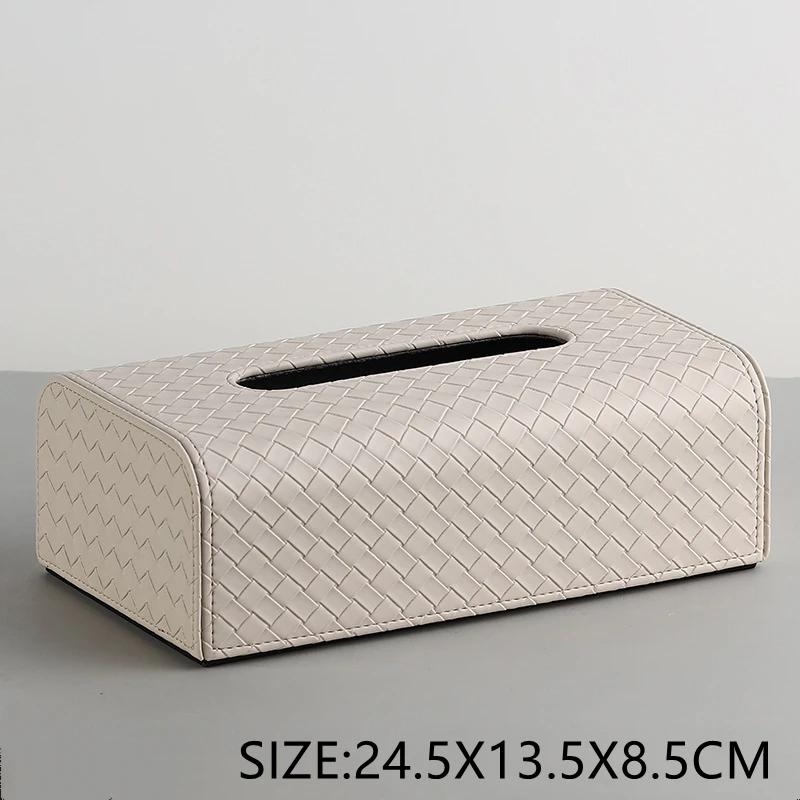 Scatola Portatovaglioli Rettangolare in Pelle a Griglia Intrecciata Creativa Scatola Portatovaglioli Estraibile Decorazione per Casa Camera da Letto Soggiorno