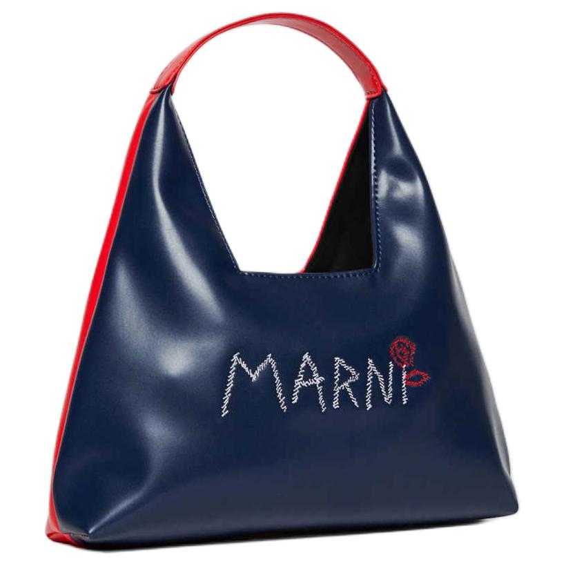 Marni Diamond Logo Print Reversible Open Design Tote Bag Women Handbags Blue Red M01478M00TK0M803
