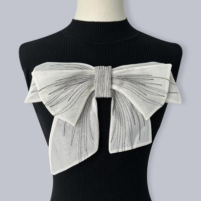 2023 Trendy Two-Tone Embroidered 3D Bow Lace Flower Patch for Women's Clothing