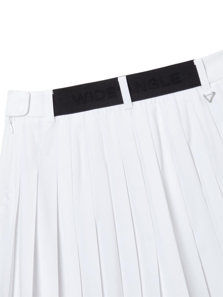 WIDEANGLE To Asymmetrical Double Pleated Culotte Shorts L_White