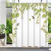 Green Leaves Shower Curtains For Bathroom Decor Spring Fresh Nature Botanical Butterflies Modern Farmhouse Bath Curtain