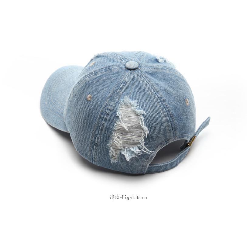 Ripped Denim Baseball Cap, Washed Denim, Outdoor Men's Sun Hat