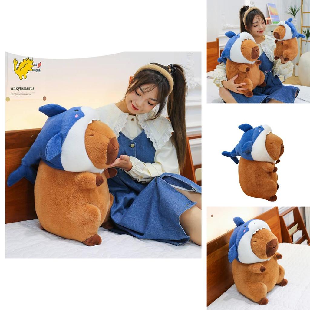 Capybara Shark Water Guinea Pig Plush Toy For Kids Soft Animal Pillow Gift