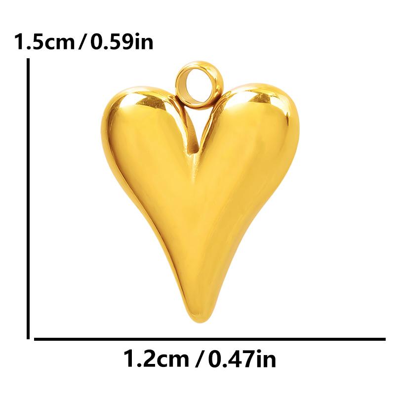 6pc Sweet Love Pendant Real Gold Plated Stainless Steel Heart Charms For Jewelry Making Supplies DIY Keychain Pendant Charm Bulk