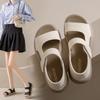 Fashion Simple Open Toe Round Toe Thick Bottom One Strap Two Wear Beach Sandals Women
