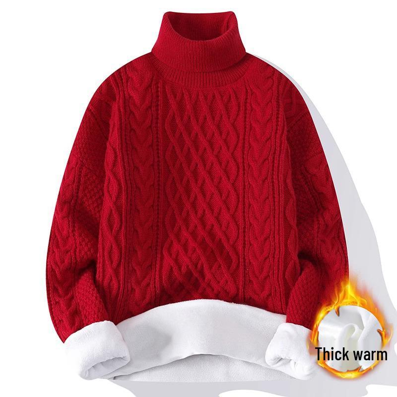 Men's Retro Japanese Knit Loose-Fit Sweater with Velvet Layer