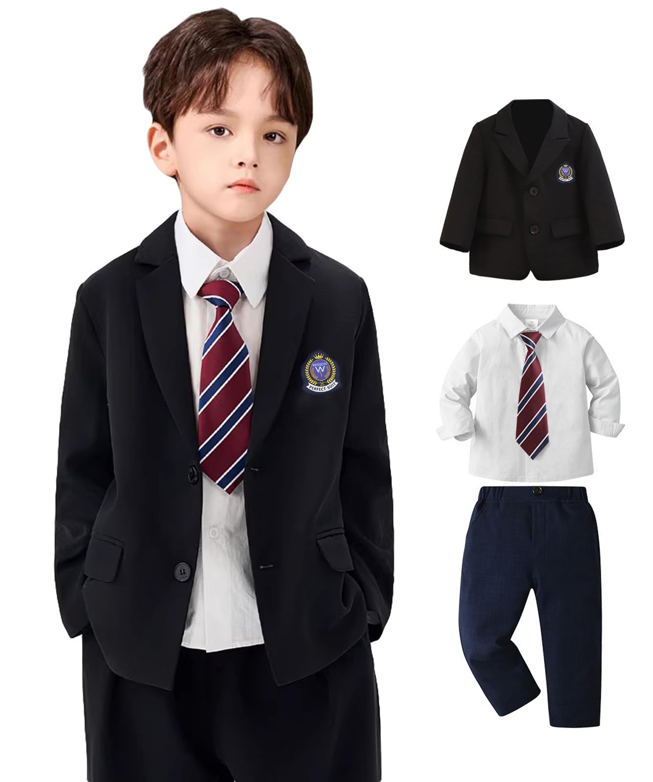 [Qichenk] School Uniform, Graduation Ceremony, Boys, Kids, Elementary School, Children s Uniform, School Commute, Men s Suit, 5-Piece Suit Set,
