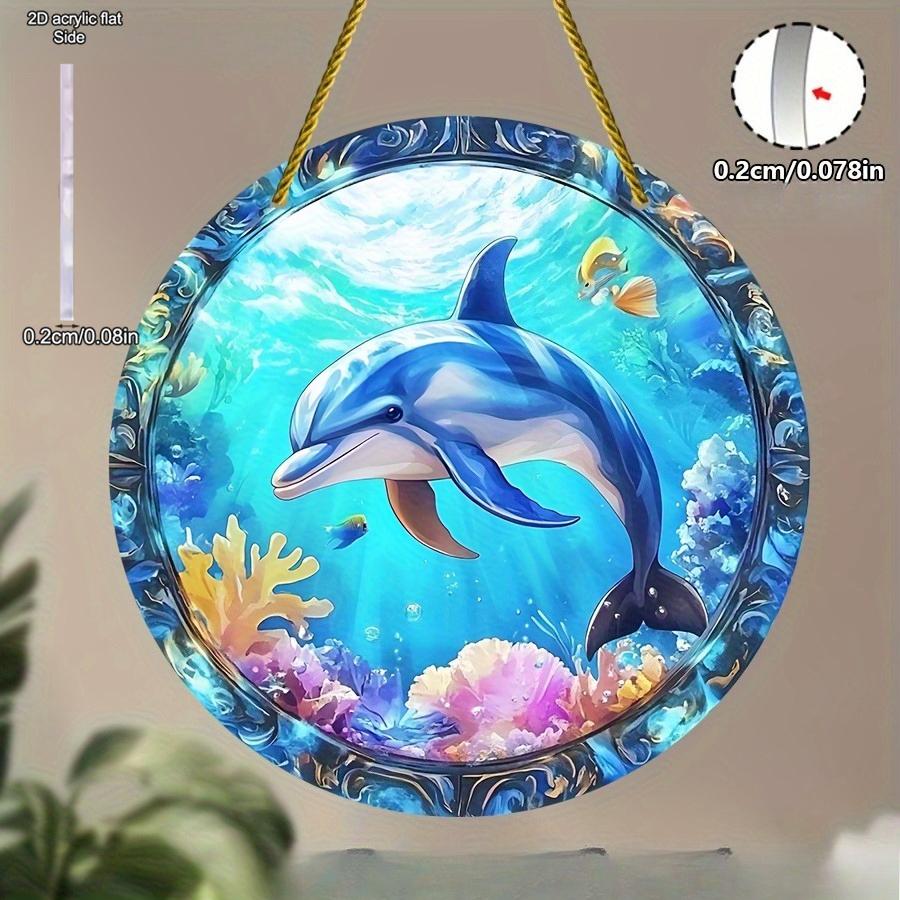 Cute Dolphin Creative Painted Ornamen, Outdoor Decor, Housewarming Gift, Window Ornament, Nurseries, Vintage Home Decor Wall for Bar Kitchen, Restaur