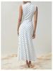 European Style Vintage Polka Dot Print Sleeveless Round Neck Slim Fit A Maxi Dress