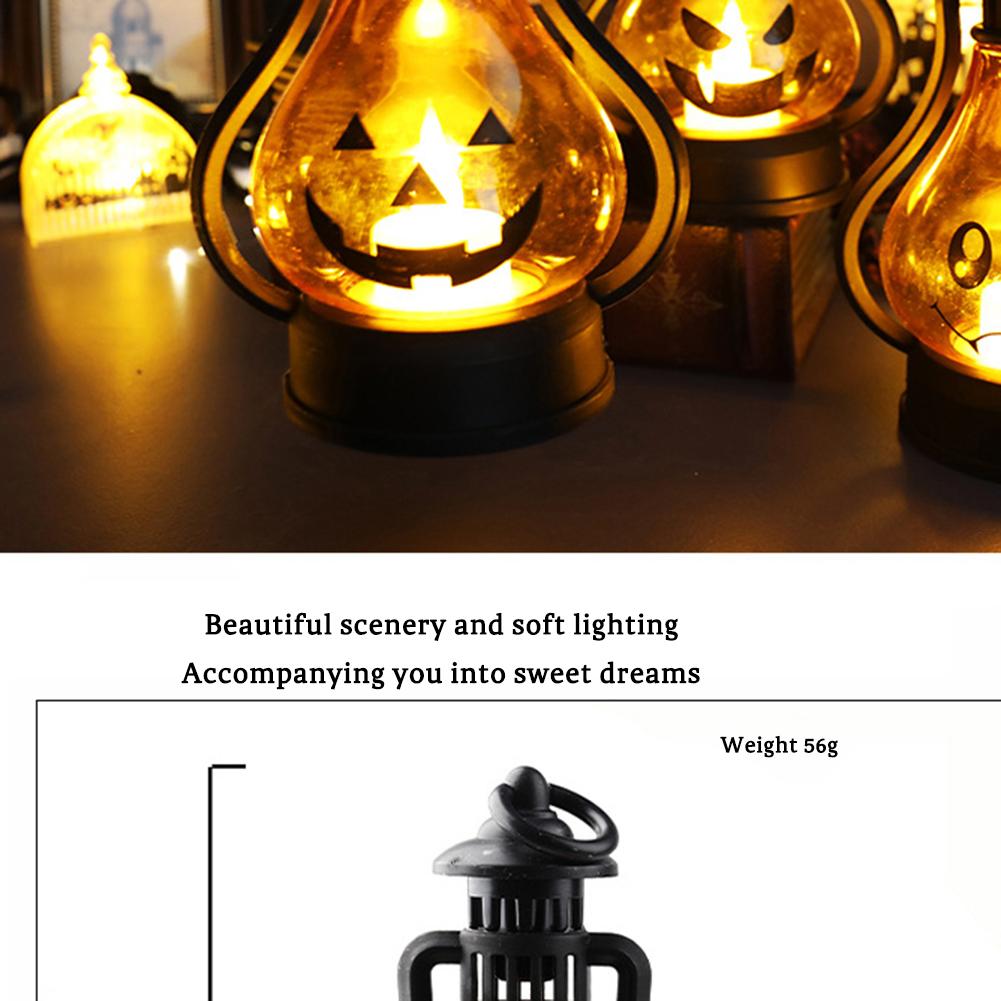 Halloween LED Candle Lamp Battery Powered Portable Lightweight Wind Light Desktop Ornament Halloween Decor Props (10.5 x 15cm)