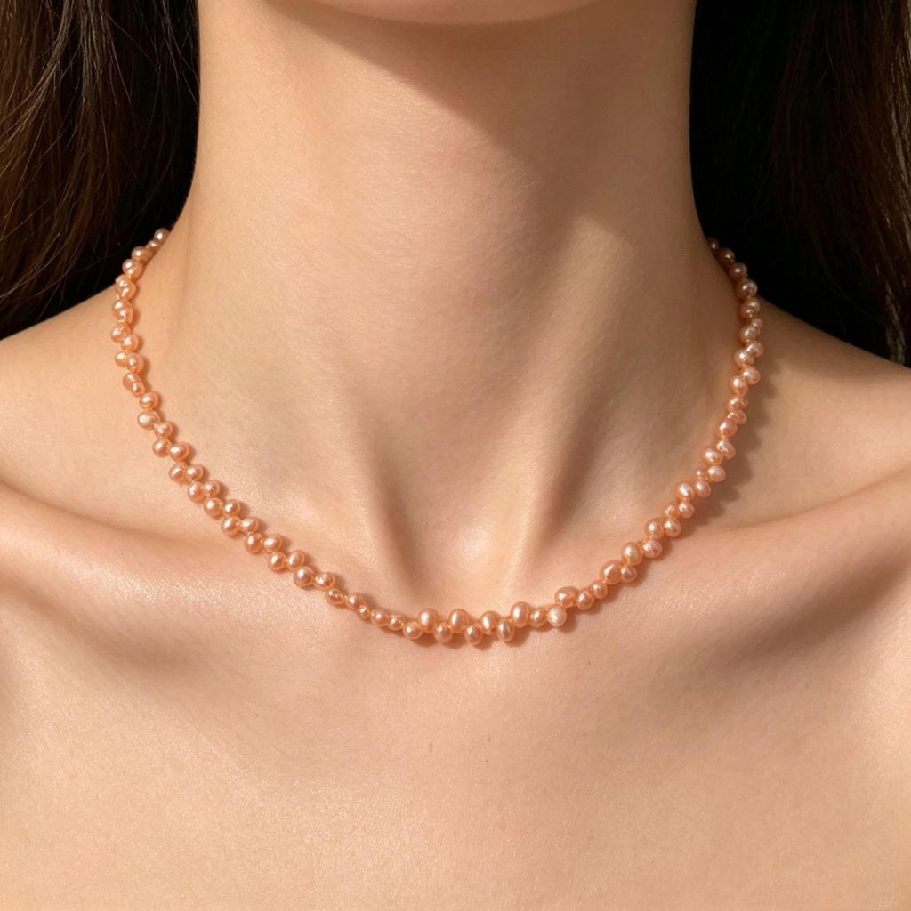 Light Luxury Freshwater Pearl & Millet Bead Necklace with Sterling Silver Chain