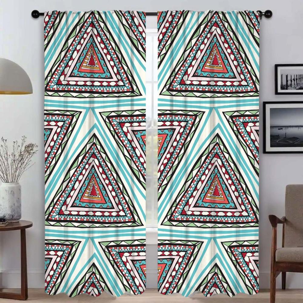 Aztec Curtains Child Room Shades Blackout Curtain for Room 2 Panel Tulle for Bedroom Partition Home Interior Curtains Living