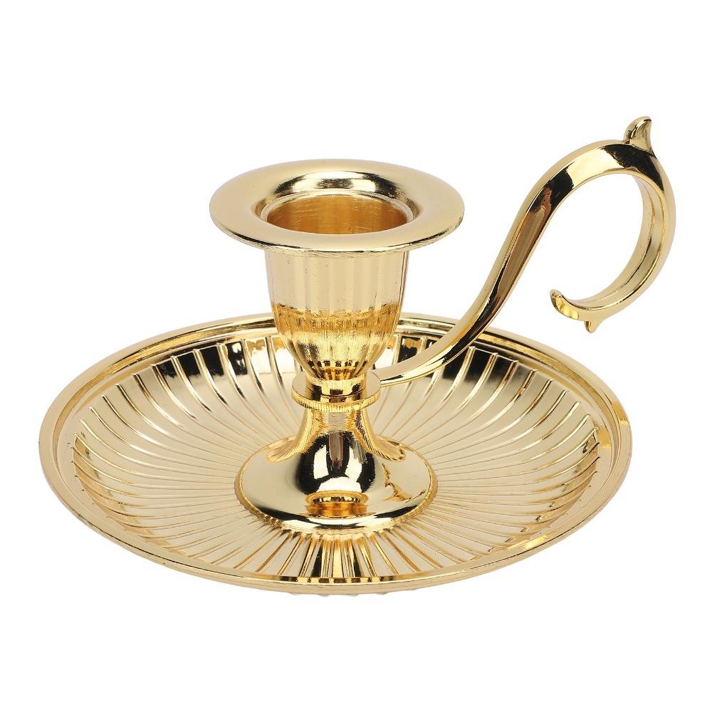 Handheld Taper Candle Holder Round Bottom Brass Candlestick Holder  Christmas Decor