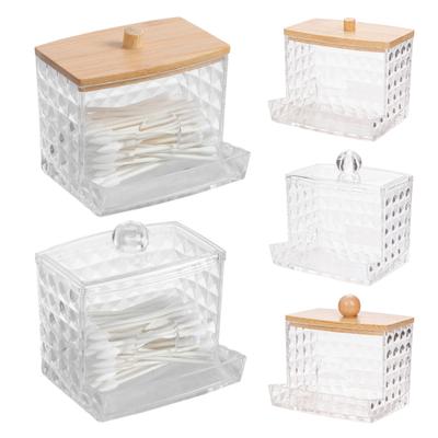 Wattestäbchen Aufbewahrungsbox Wattepad Halter Transparent Staubdicht Große Kapazität Zahnstocher Zahnseide Spender Aufbewahrungskoffer